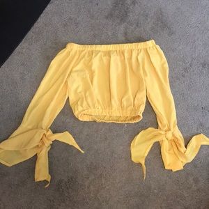 Yellow Long Sleeve Crop Top